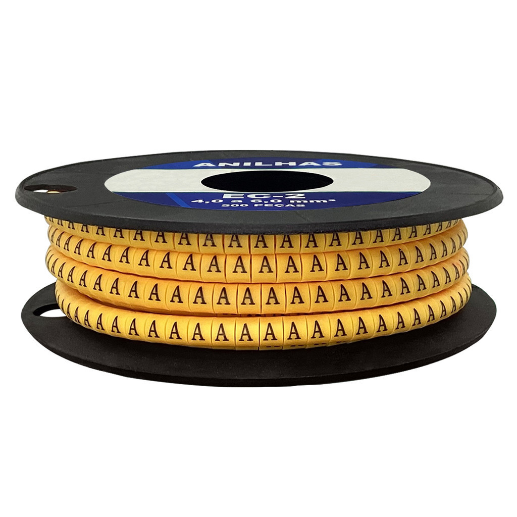 500un Anilha Identificador Marcador Cabos Fios Ec-2 Para Cabos de 4 A 6mm Letras A-Z