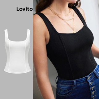 Lovito Casual Regata com Pregas para Mulheres L80ED145