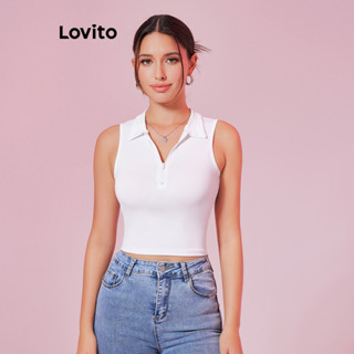 Lovito Regata de Zíper Lisa para Mulheres LBL08271