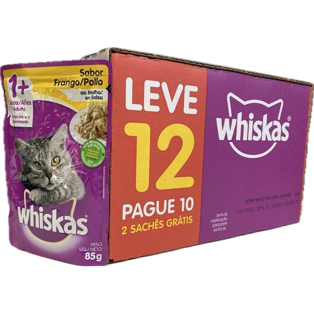 Promoção Caixa 12 Sachês Whiskas Frango Ao Molho Gato Adulto