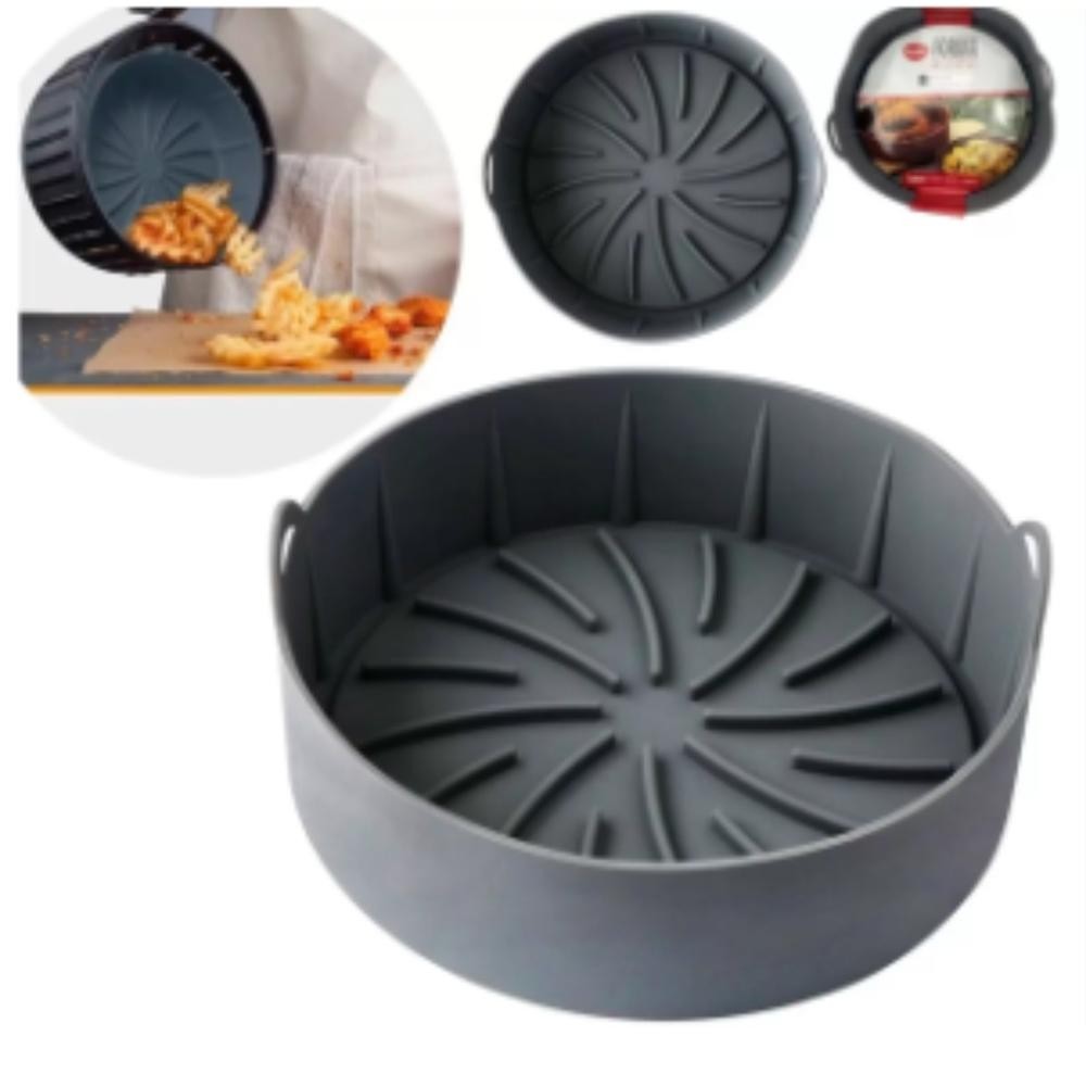 Forma Silicone Grande Air Fryer 22cm Antiaderente fritadeira eletrica cozinha redonda