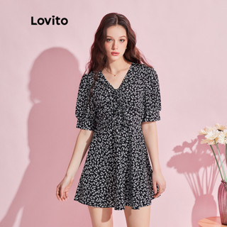 Lovito Boho Vestido com Amarração Floral para Mulheres L74ED193