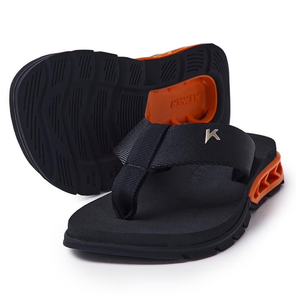 Chinelo Infantil Kenner Rakka Kids - Preto e Laranja em Oferta na Shopee