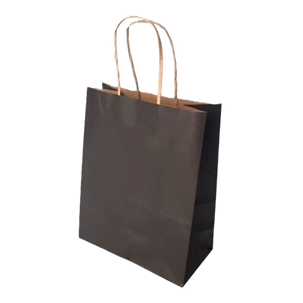 10~50 SACOLA  DE PAPEL PRETA 21,5X17,5X8,5 (LC) REF:5023//