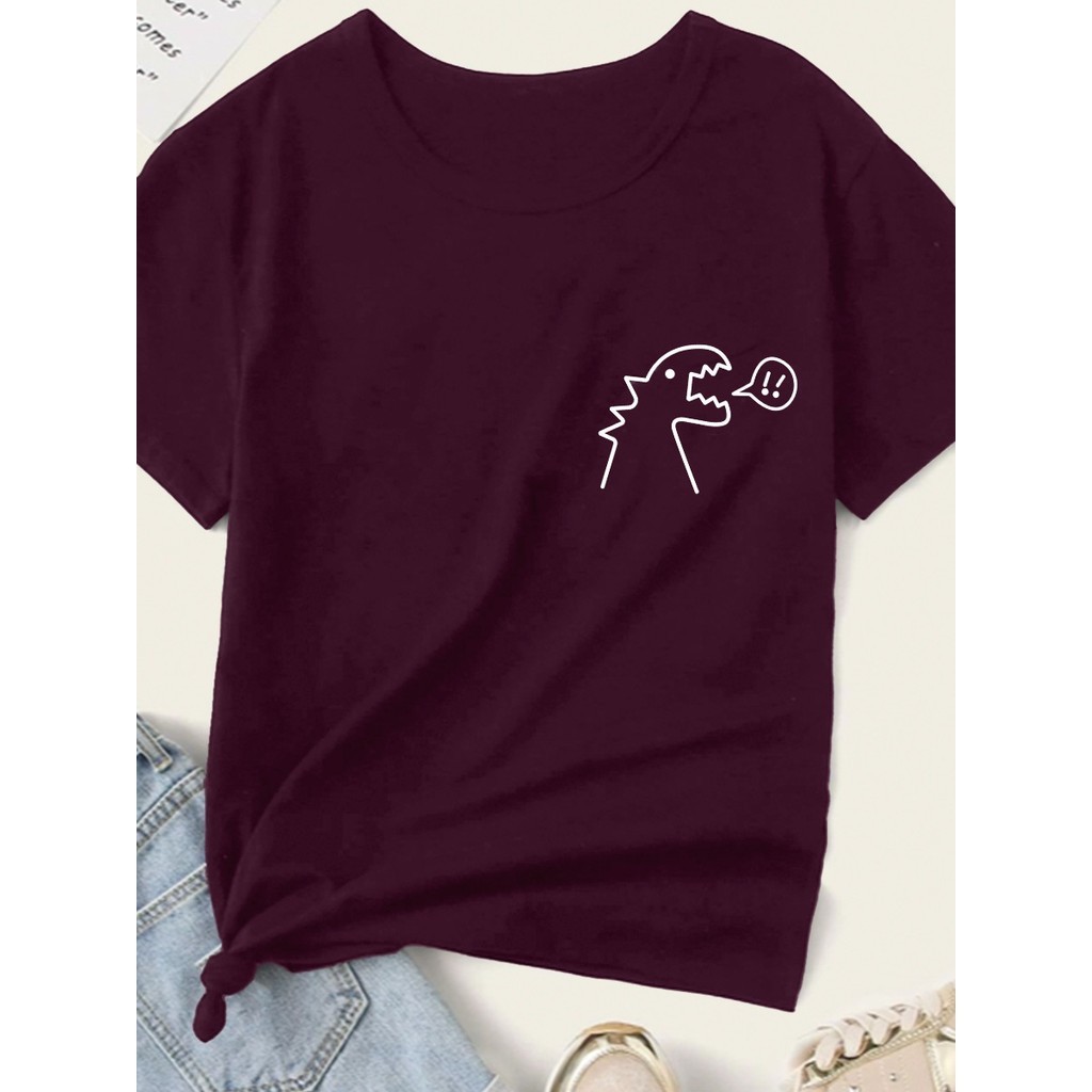 Camiseta Oversized Moda Gringa Blusa Estampada Dino Camisa Moderna Aesthetic Estilosa