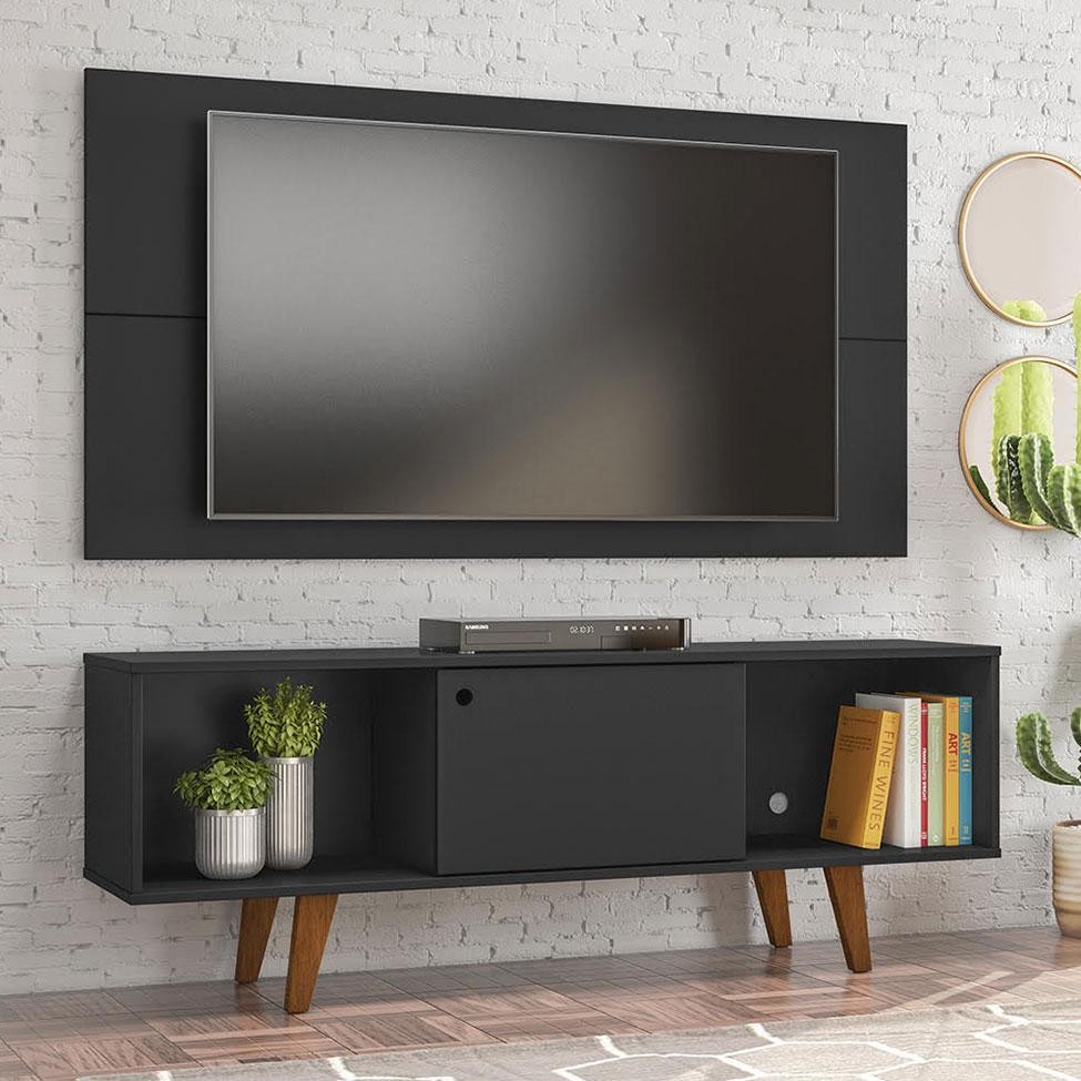 Rack com Painel para TV até 42 Polegadas Salah Preto 135 cm em Oferta na Shopee