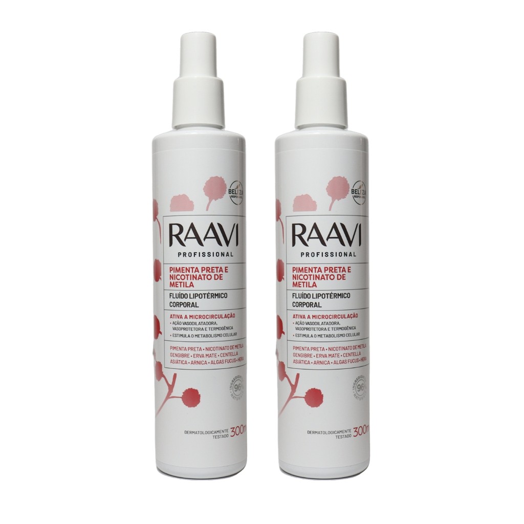 Kit 2 Spray Fluído Massagem Corporal Celulite Pimenta Raavi - Beauty