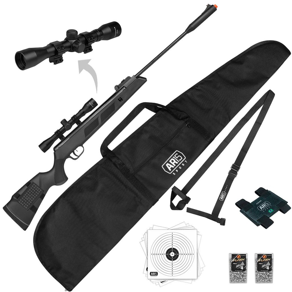 Carabina De Chumbinho 5.5 Black Hawk Gás 70kg + Luneta 4x32 em Oferta na Shopee