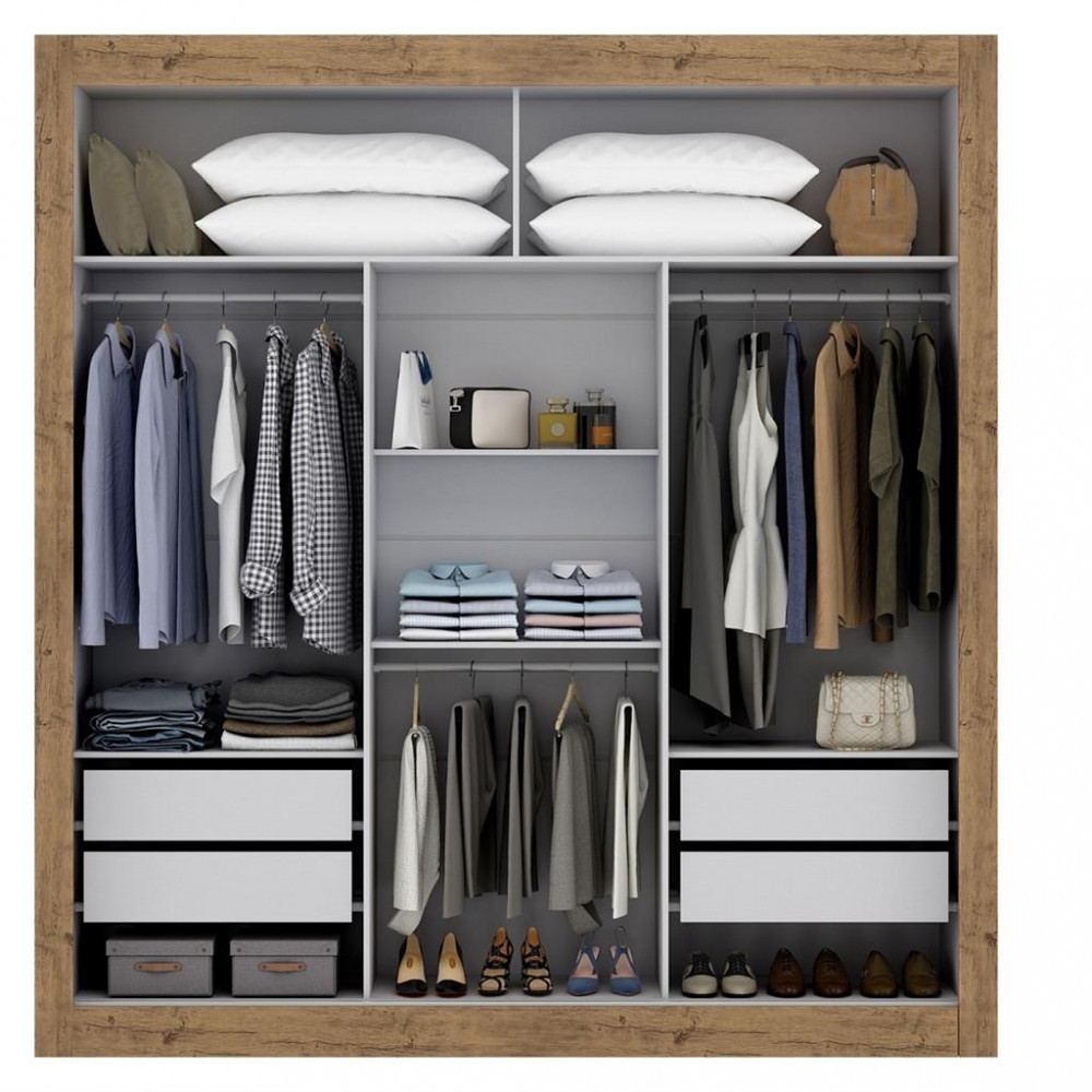 Detalhes do Guarda Roupa Casal 3 Portas de Correr City Maxel Móveis