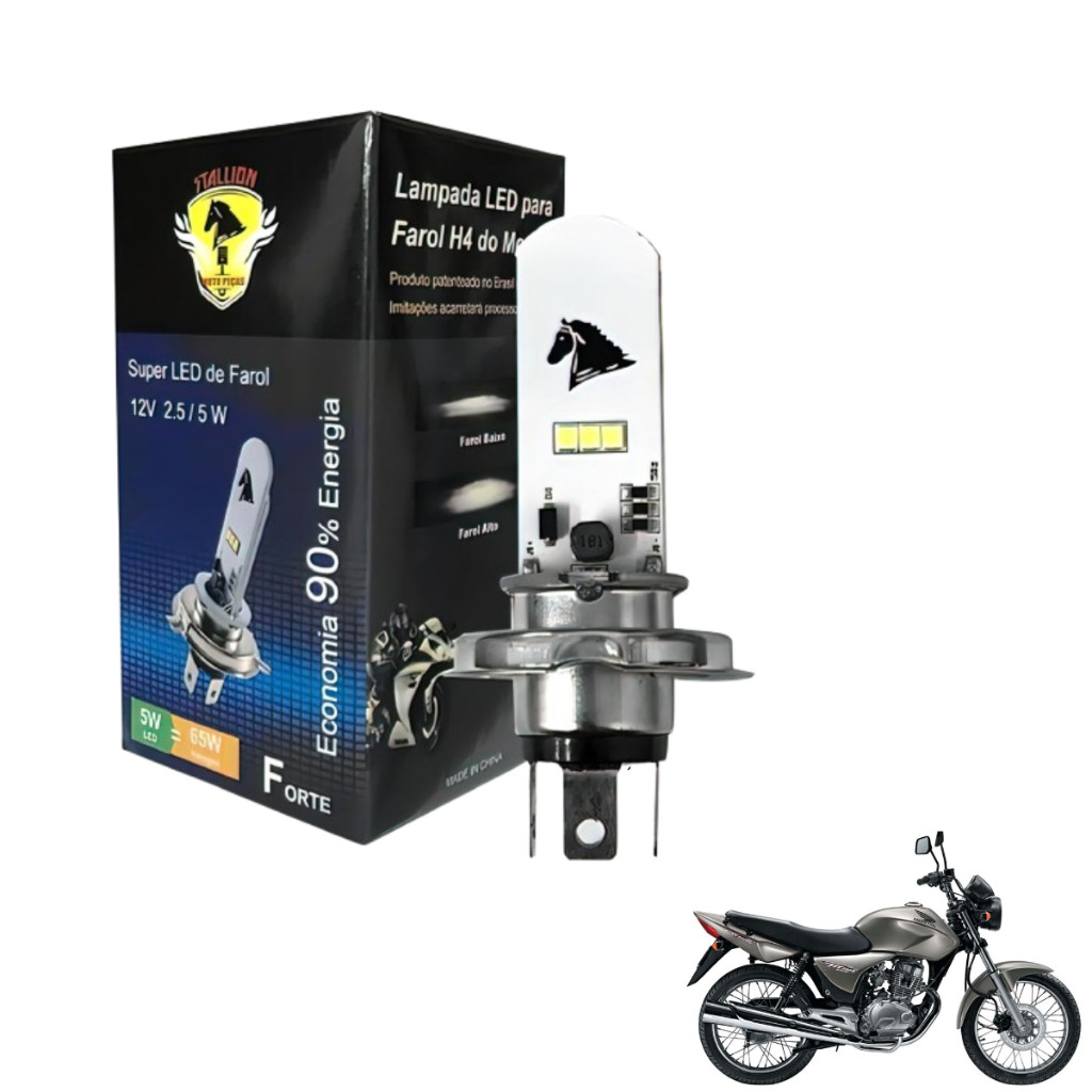 Lâmpada LED H4 8000K Stallion Dafra Intruder Mottu Sport