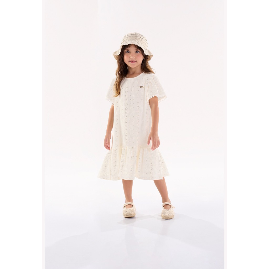 Vestido Infantil de Manga Curta em Laise Up Baby em Oferta na Shopee