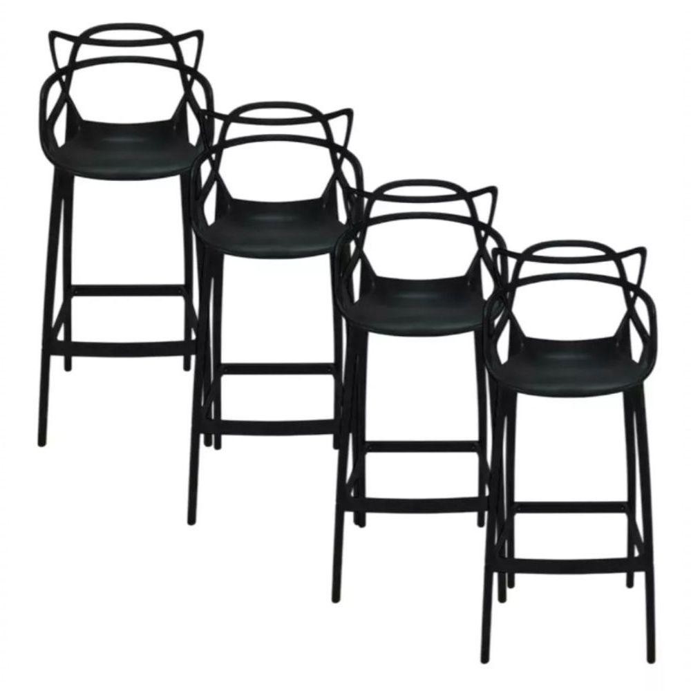 Kit 4 Banqueta Allegra Alta Master Preta UMIX401 em Oferta na Shopee