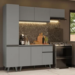 Armário de Cozinha Completa 220cm Cinza Nice Madesa 01