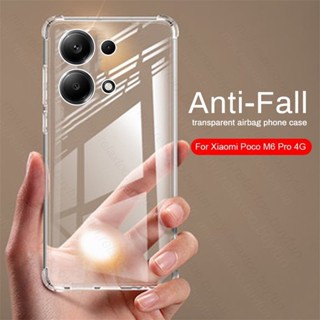 Capa Protetora Macia Transparente TPU Para Câmera Xiaomi Poco M6 Pro 4G Airbags À Prova De Choque Coque Poxo Poko Little M 6 M6Pro 4G