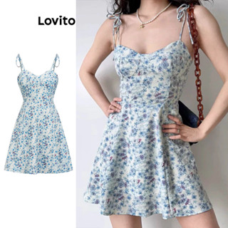 Lovito Vestido Casual Ditsy Floral Com Renda Para Mulheres L77ED415