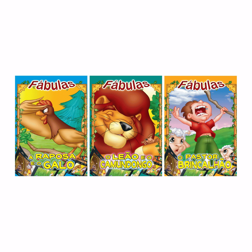 Livro infantil BICHO ESPERTO ilustrado fábulas kit 2 c/3 livros