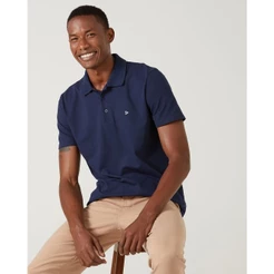 Camisa Polo Básica Masculina Bordado Frontal Em Piquet Stretch