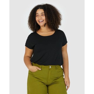 Blusa Básica Feminina Plus Size Manga Japonesa Em Viscose Stretch em Oferta na Shopee