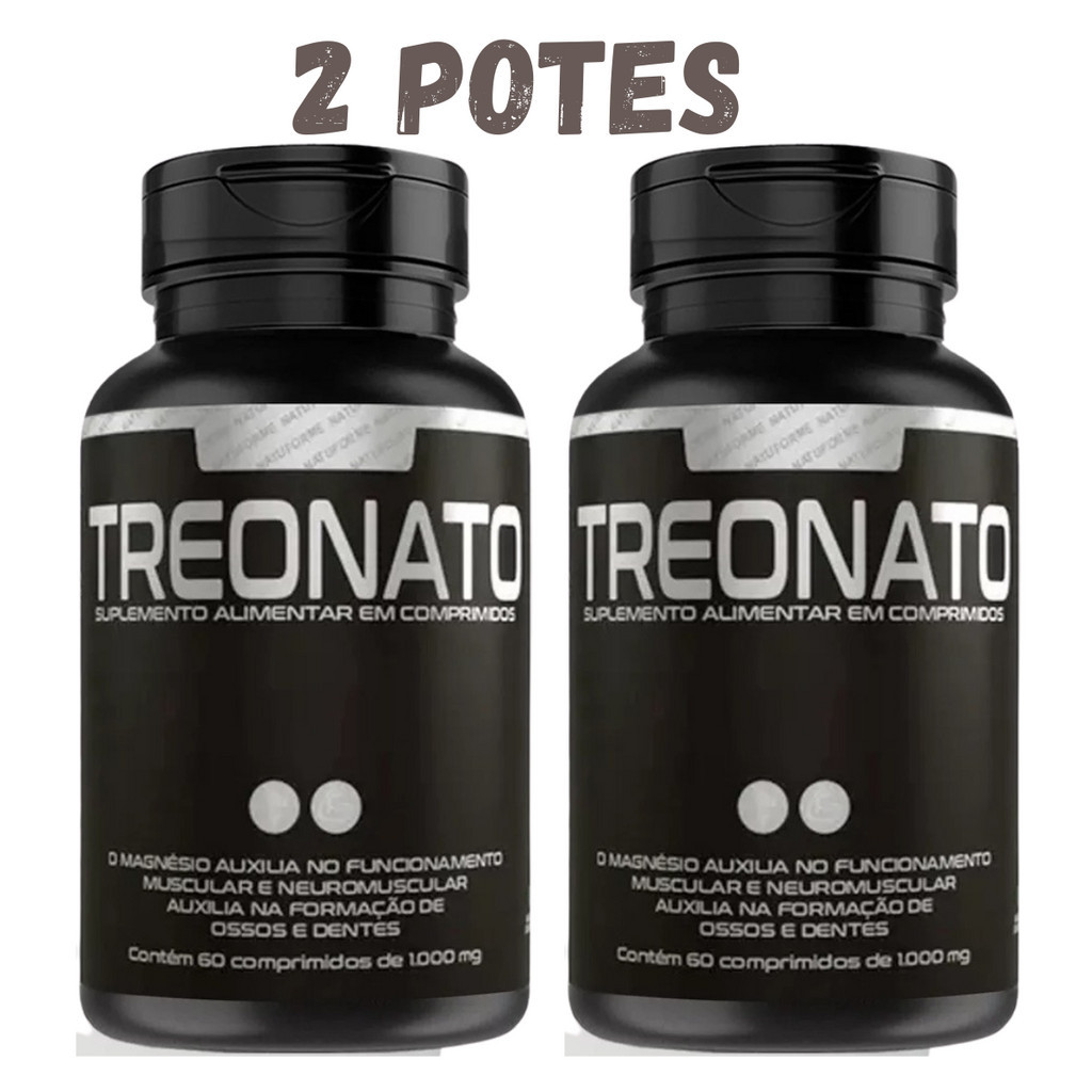 Kit 02 potes Magnésio de Treonato treonina 120 comp. em Oferta na Shopee