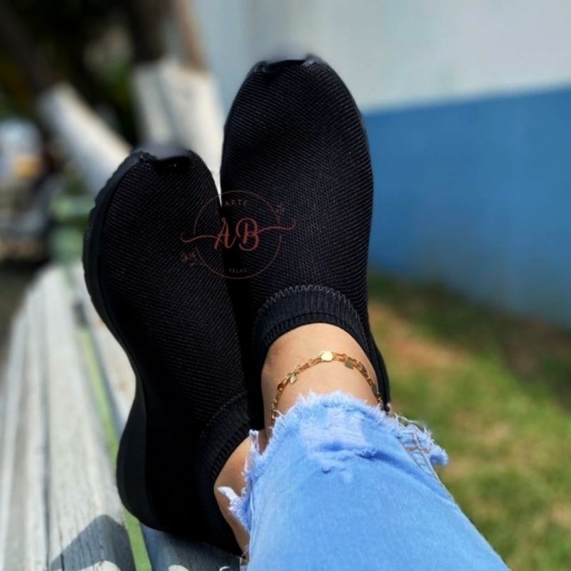 Tênis Feminino Meia Confortável Tenis Feminino sem cadarço academia leve dia a dia  pronta entrega16