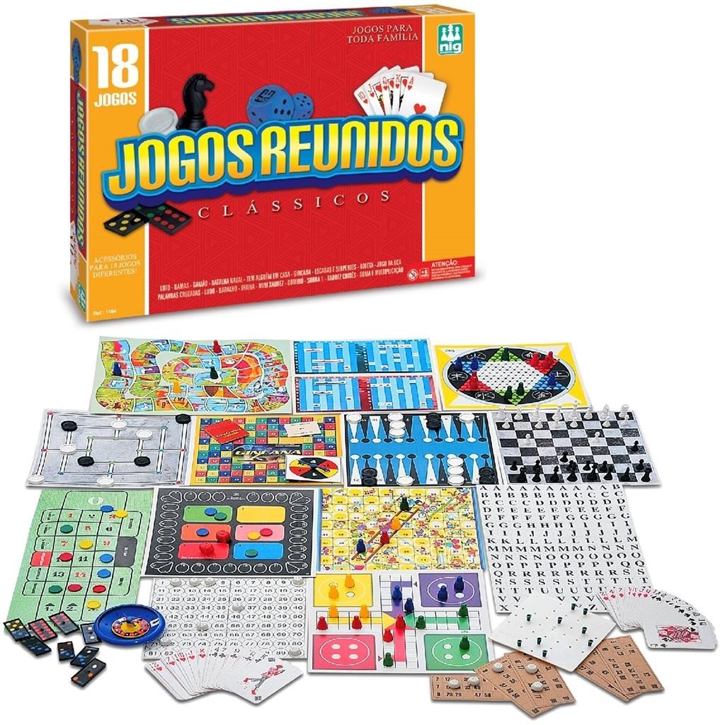 Conjunto Jogos De Tabuleiros Classicos Reunidos Damas Xadrez Batalha Naval Para Familia - Nig Brinquedos