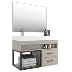 Gabinete Banheiro com Cuba e Espelheira 80cm Multimóveis CR10071 Nude