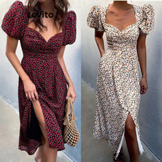 Lovito Vestido Casual Ditsy Floral Dividido Na Coxa Para Mulheres LNL43125