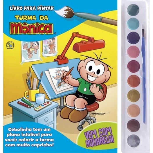 Livro Para Pintar com Aquarela - Turma da Mônica - Cebolinha