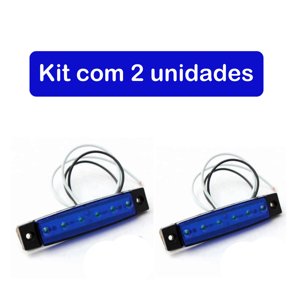 Luz de cortesia Slim Azul 6 Leds 12/24V - 2 Unidades - Barco Lancha ou Lanterna Lateral para Caminhão Trailer Baú Carretinhas em Oferta na Shopee