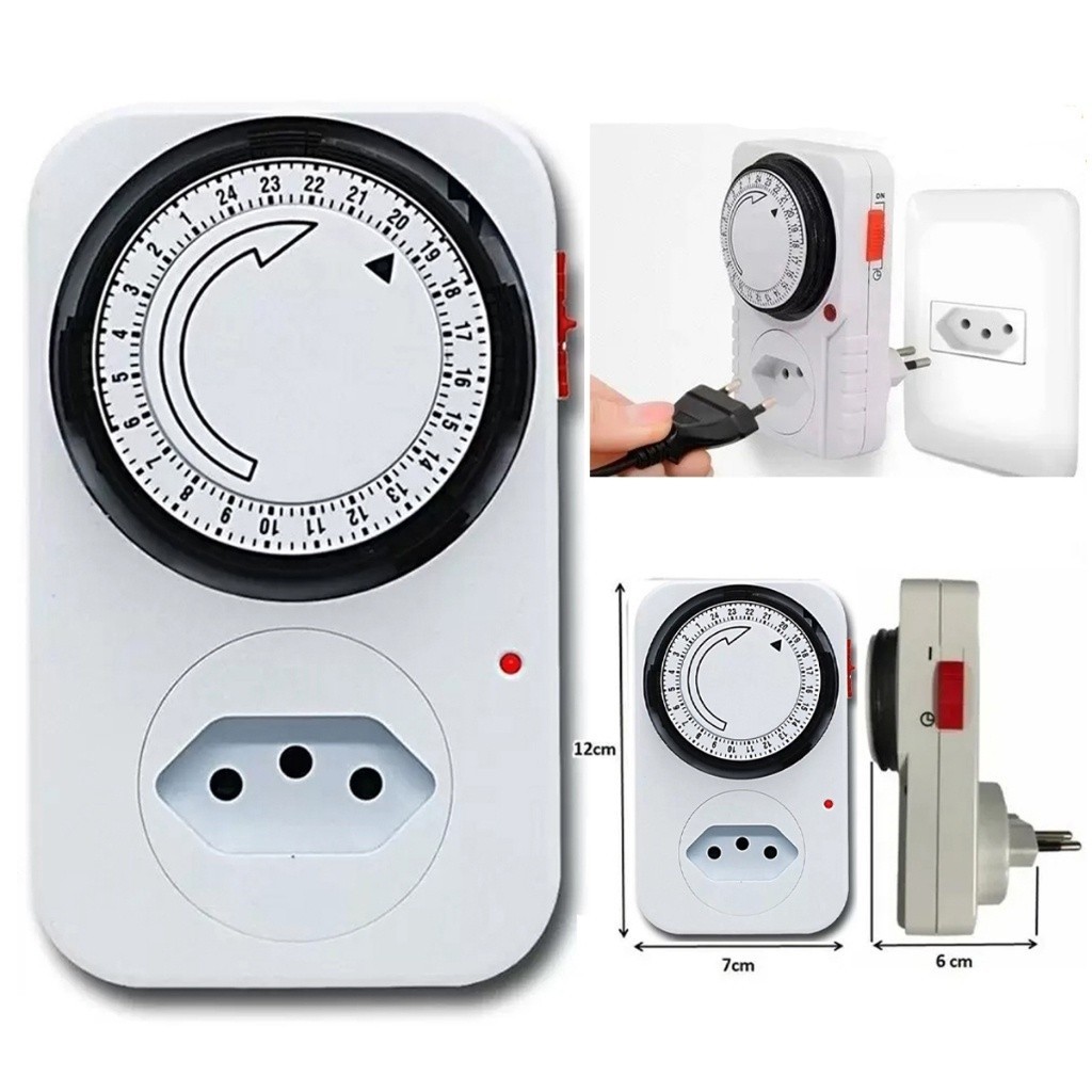 Temporizador Analógico Timer Manual Tomada Liga Desliga Energia 110v / 220v Tomada Inteligente - BM-003