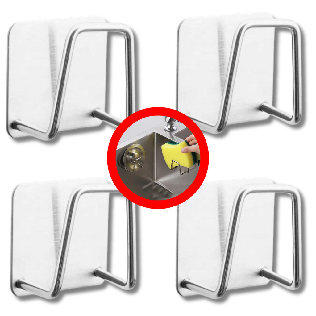 Kit 4 Aço inoxidável Suporte Porta Esponja para bucha de pia Prateleira de cozinha Envio Imediato Promoção