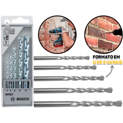 Jogo De Brocas Para Alvenaria E Concreto Ponta Em Metal Resistente Ao Desgaste 5 Peças 4 A 10mm