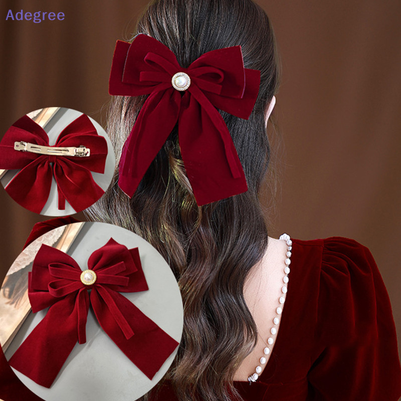 Adegree Elegante Veludo Arco Fita Bowknot Rabo De Cavalo Barrette Grampo De Cabelo Feminino Meninas Festa De Casamento A — imagem 2 de 2