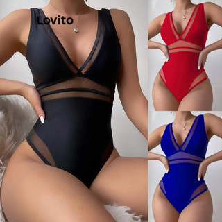 Lovito Maiô Sexy com Detalhes Transparentes para Mulheres LNL43096