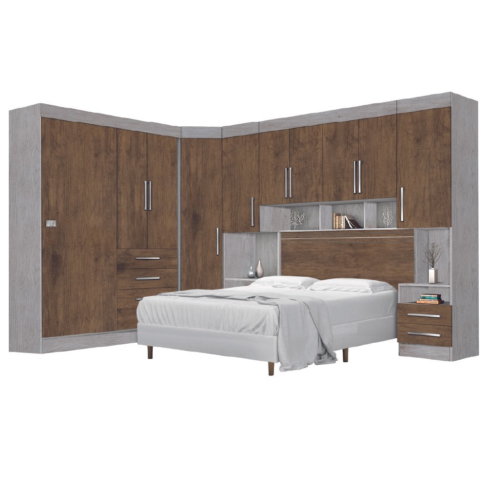 Dormitório Modulado Georgia Ja Avelã / Jequitibá P/ 1,38m em Oferta na Shopee