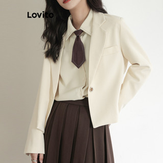 Lovito Blazer Casual De Botão Liso Para Mulheres LNA43165