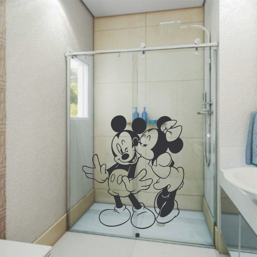 Adesivo para box de banheiro  mickey e minnie  para Geladeira | Quarto infantil | Cozinha | Geladeira