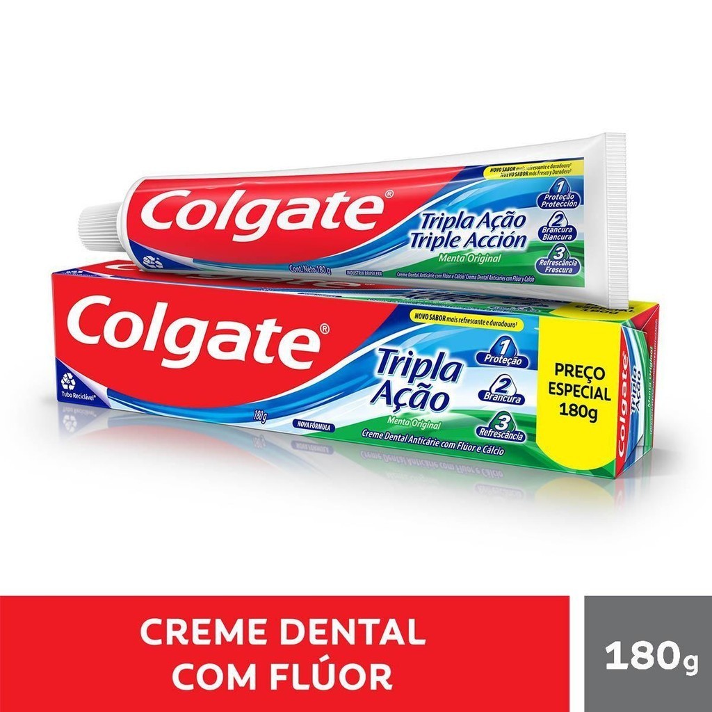 Creme Dental Colgate Tripla Ação 180 g em Oferta na Shopee