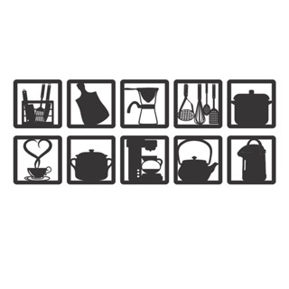 Kit 10 Quadros Decorativos Utensilios de Cozinha MDF Preto Fosco em Oferta na Shopee