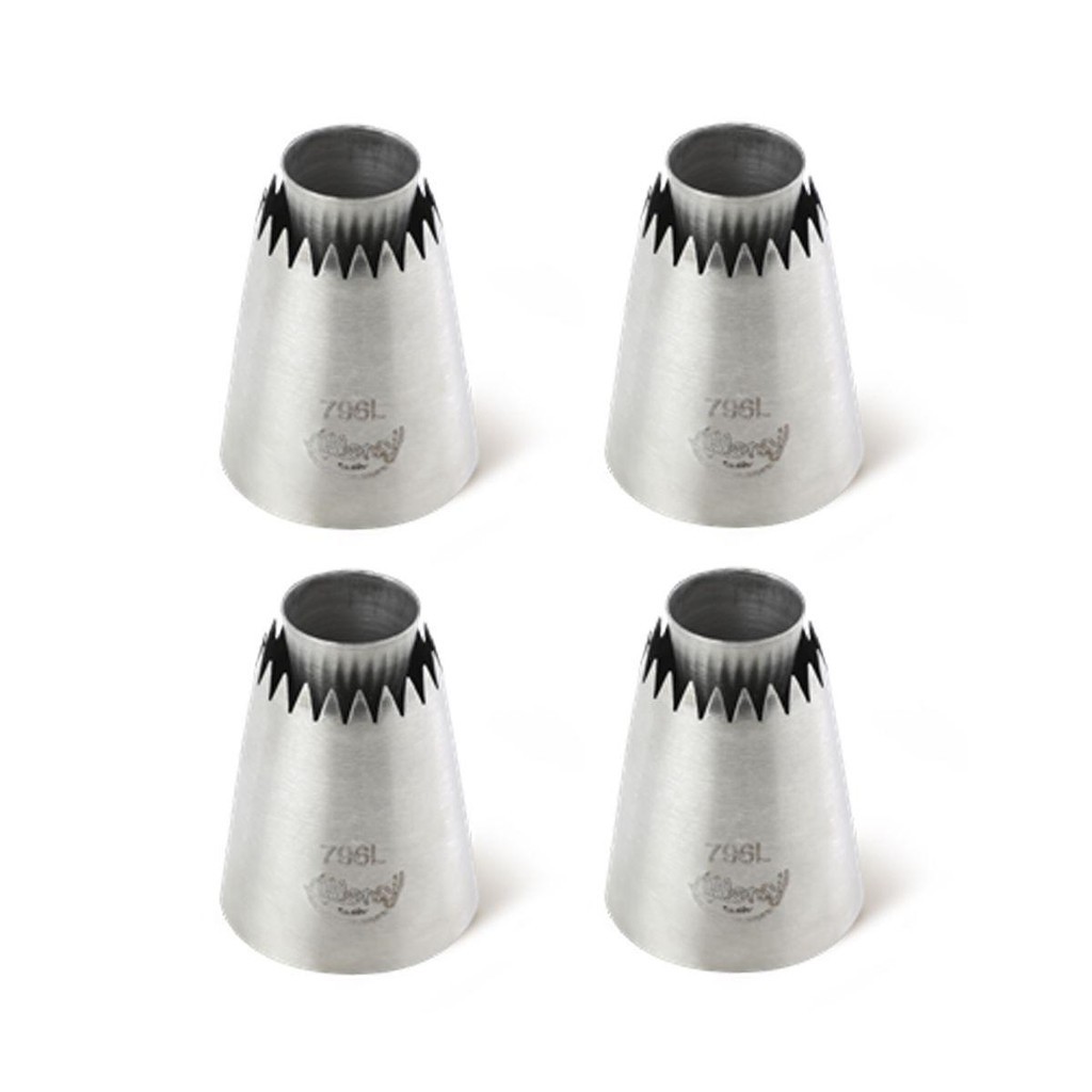 Bicos de Confeitar para Suspiro e Bolos de Festas Cromus Allonsy em Aço Inox Nº796L 4Un