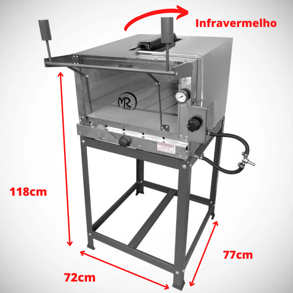 Forno de Pizza Industrial à Gás com Infravermelho 45x60cm Inox MR Fogões