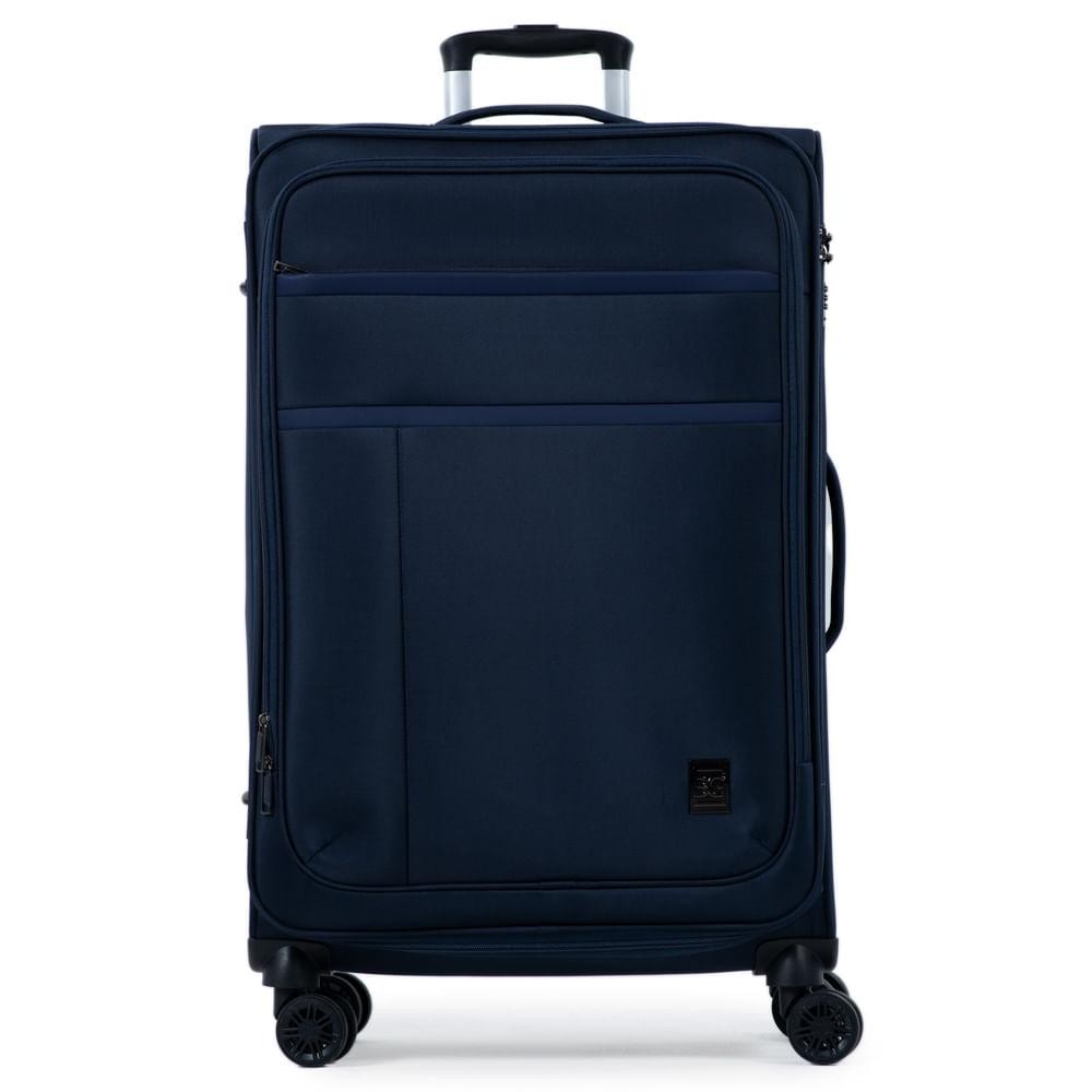 Mala Grande Poliéster 4 Rodas Lyon Azul Escuro