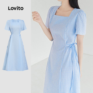 Lovito Vestido Boho Listrado Com Renda Para Mulheres L116MD311 em Oferta na Shopee