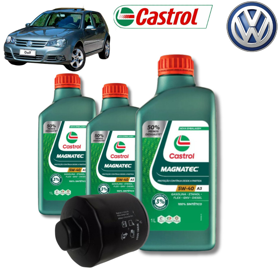 KIT TROCA DE ÓLEO VW CASTROL 5W40 MAGNATEC 502 + FILTRO ( Golf Sportline 2010)