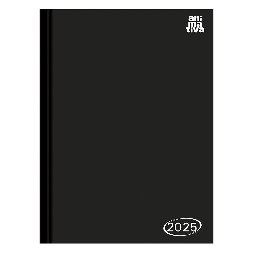 Agenda Anual Kbom Preta 2025 Costurado Capa Dura 160 Fls -