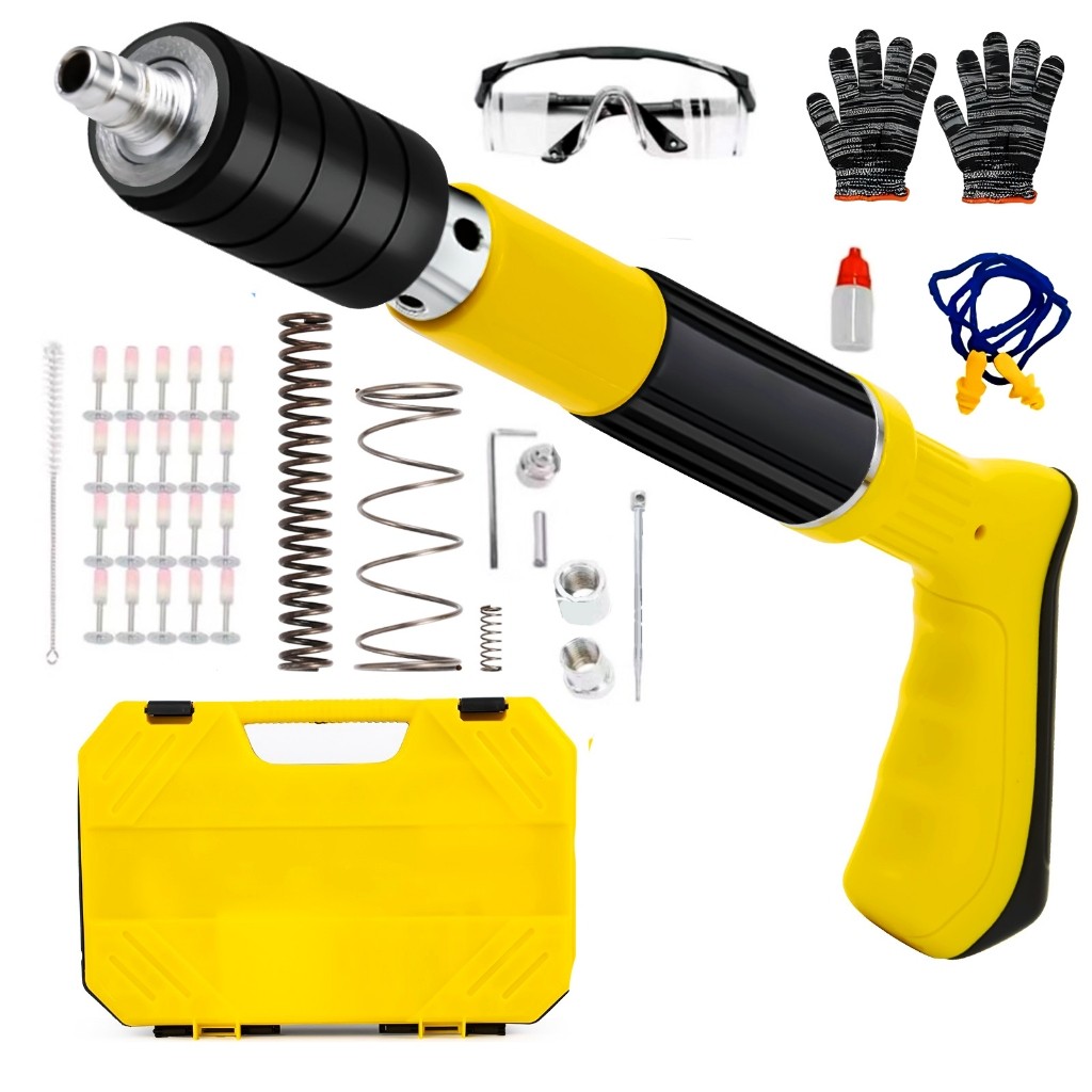 Kit Pistola de Fixação Finca Pino Com 20 Rebites + Equipamento de Segurança Pino Manual em Oferta na Shopee