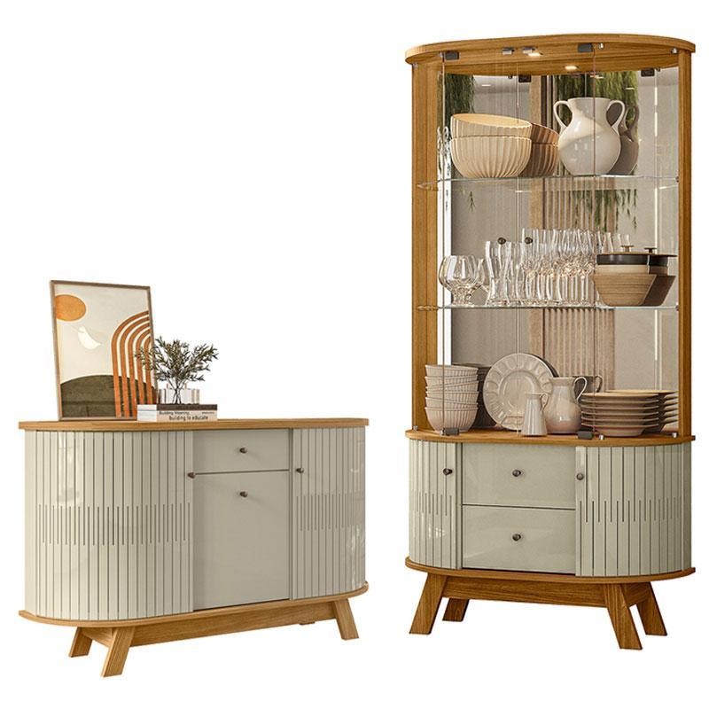 Aparador para Sala Buffet Monza e Cristaleira Moss Cumaru Opala – Madetec