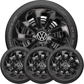 Jogo 4 Calota Velox Aro 15 Preta Compatível com Fox Polo Golf em Oferta na Shopee