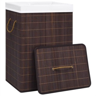 Cesto Roupa Suja 60 L Bambu Bambu Retangular Forrado Lavanderia Brinquedo Quarto Banheiro ...