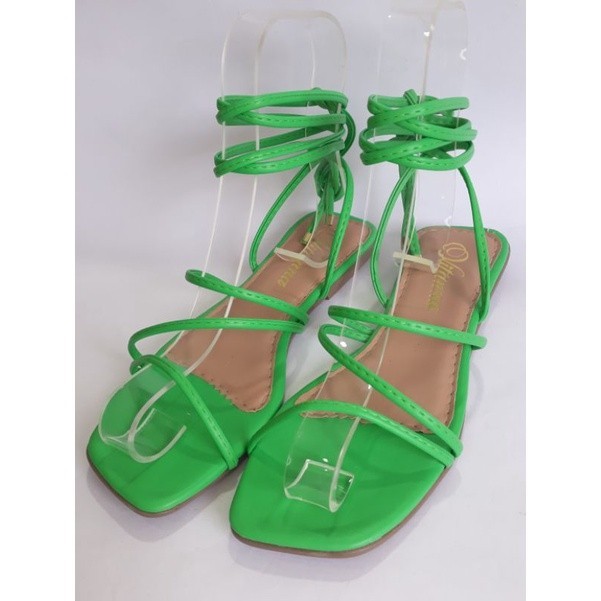 sandália rasteira tira de amarração confortável -720